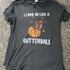 Gray Graphic T-Shirt with Pumpkin Design